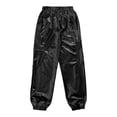 thumbnail image 5 of Hansber Metallic Cargo Pants for Girls Boys Hip Hop Dance Multi-Pocket Sweatpants Active Joggers Pants Black 10, 5 of 6