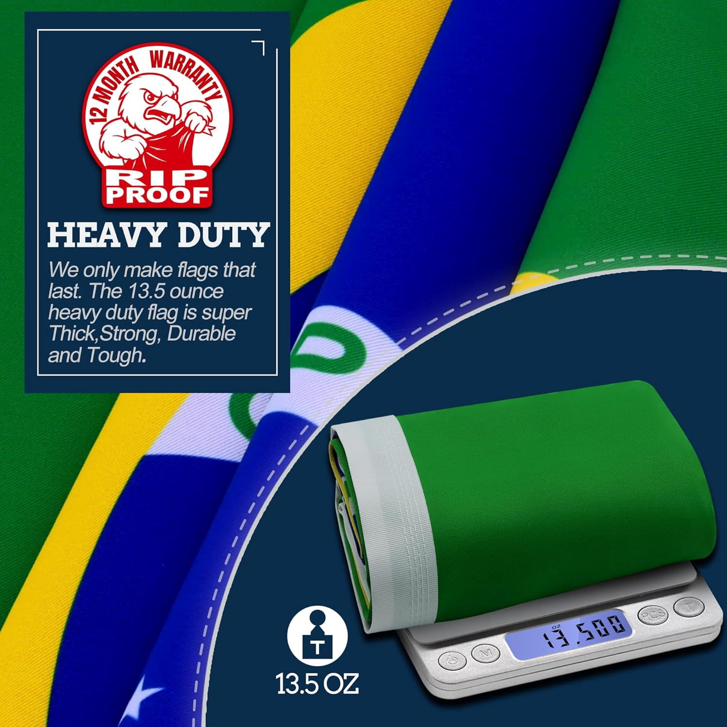Anley Rip-Proof Double Sided 3-Ply Brazil Flag 3x5 Foot - Brazilian National Flags 300D Polyester