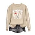thumbnail image 3 of Halloween Skeleton Printed Sweatshirt For Women Fall Fleece Lined Crewneck Long Sleeve Pullover Tops S-XXL, 3 of 6
