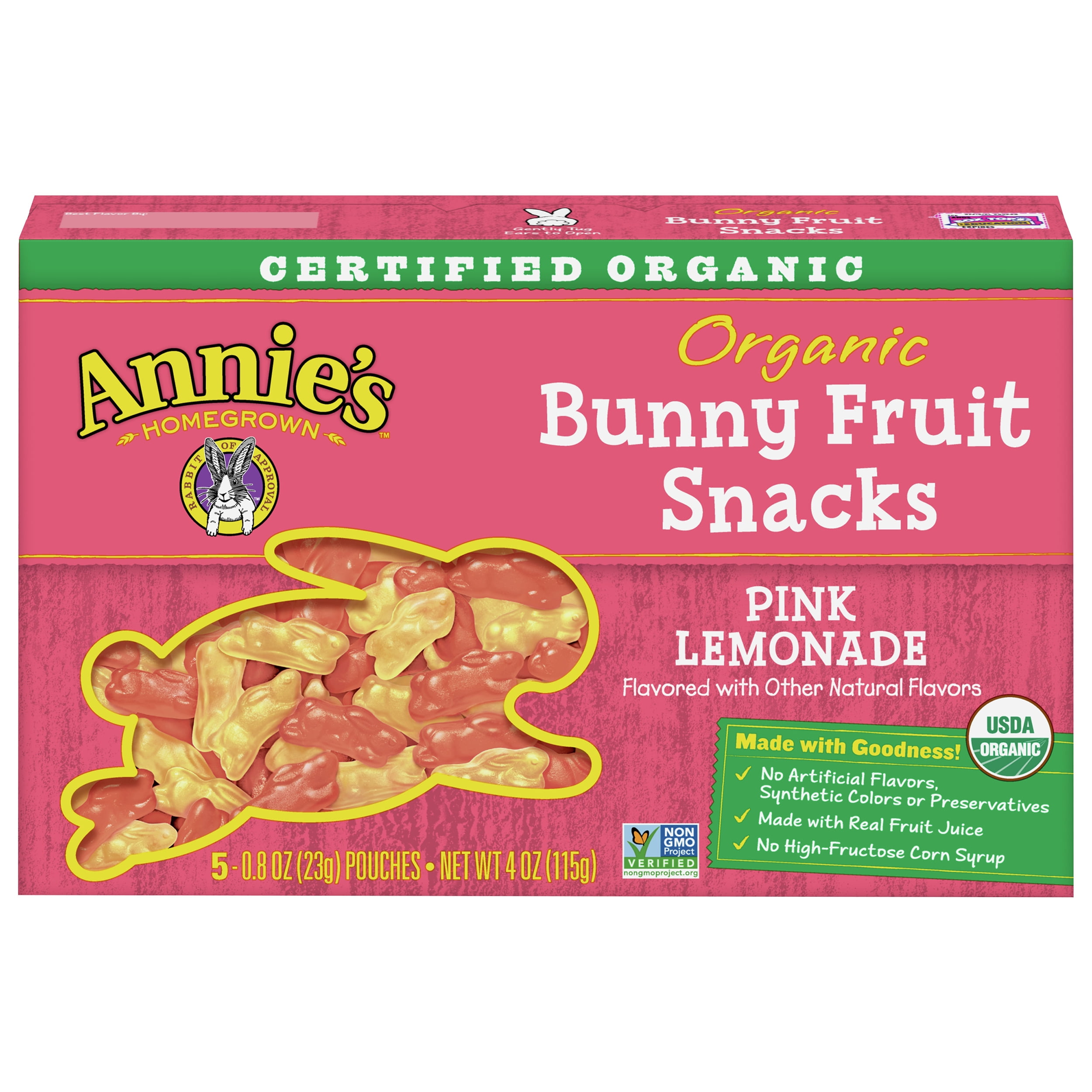 Annie's Organic Pink Lemonade Bunny Fruit Snacks, 5 ct