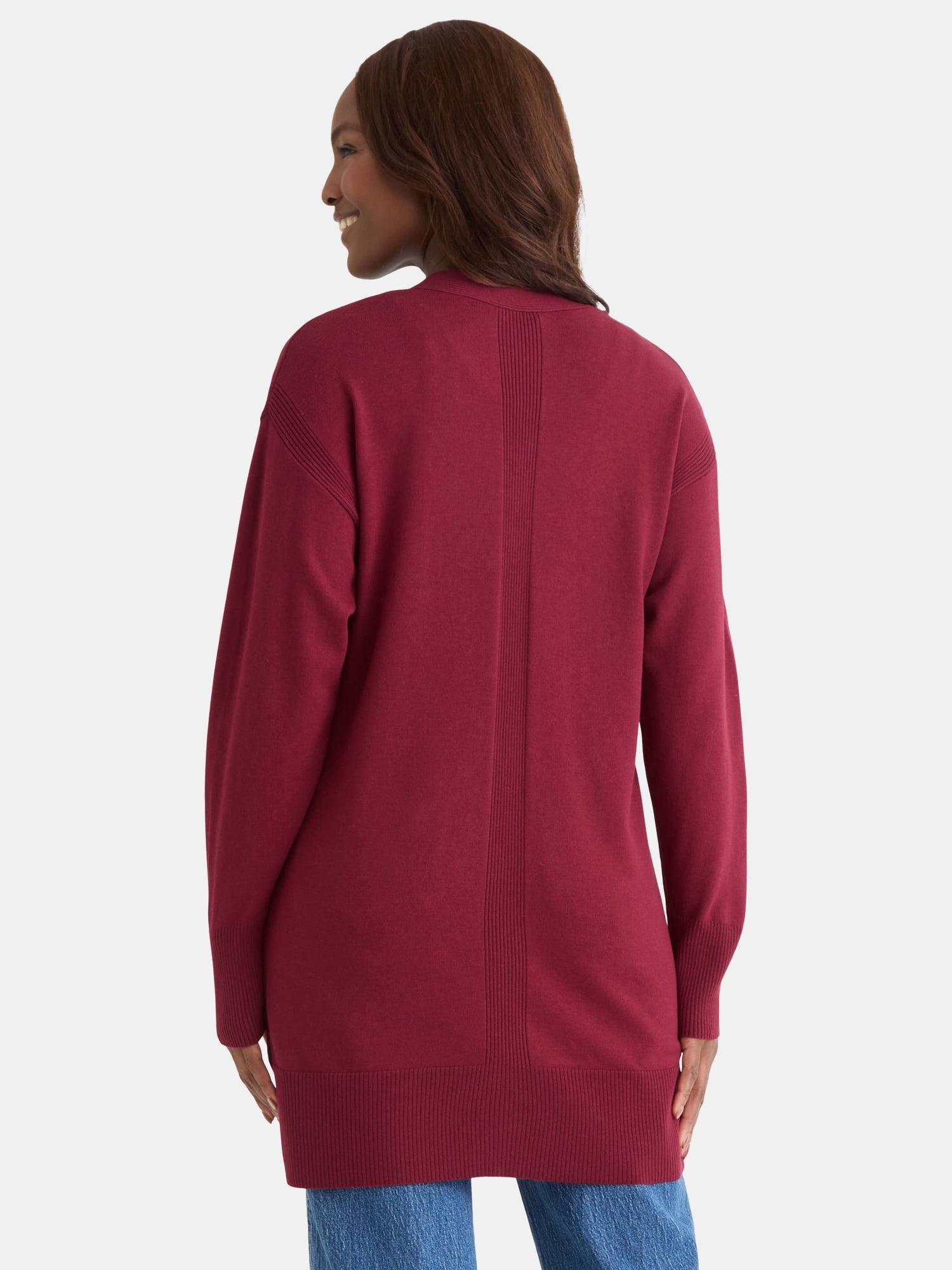 Time and Tru Women’s Longline Button Front Cardigan Sweater, Lightweight, Sizes XS-XXXL