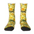 thumbnail image 3 of Yellow Flower Socks Autumn Daffodil Floral Print Stockings Gothic Women Quality Socks Cust, 3 of 7
