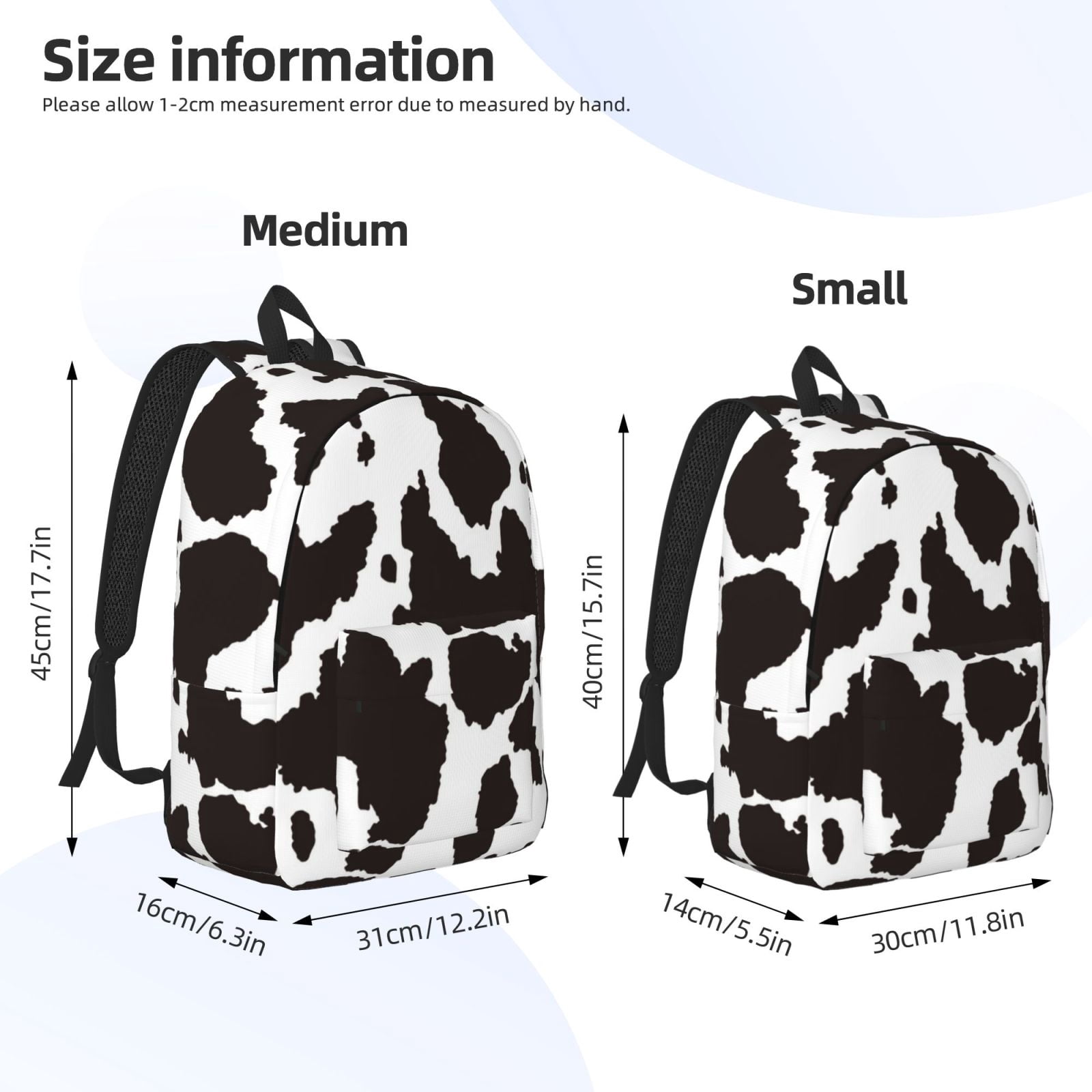 Ratiio Cow Skin 2 Print Canvas Backpack for Women & Men Retro Aesthetic Rucksack Basic Backpack for High School/College Students Travel Laptop Bag