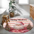 thumbnail image 3 of Round Rugs 3Ft, Pink Santa Christmas Round Area Rug Washable Indoor Throw Carpet, Xmas Tree Winter Snowflake Gifts Small Non Slip Circle Rug for Bedroom Living Room Home Decor Aesthetic, 3 of 8