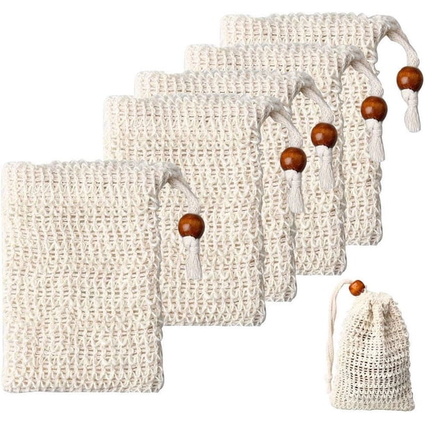 bolsas de jabón de sisal, ecológicas, con cordón natural para baño y ducha.
