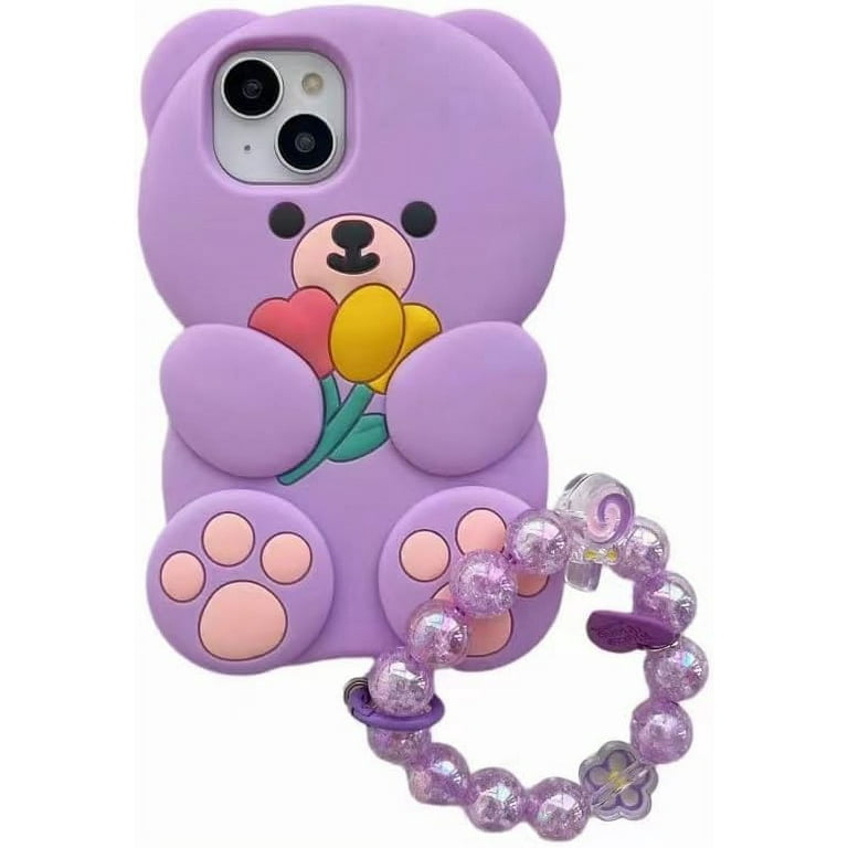 Kawaii Phone Cases For IPhone 14 Pro Max,Cute 3D Cartoon Bear Phone Cover Soft Silicone Funny Bathrobe Teddy Bear Case For Women Girls Shockproof Protector For IPhone 14 Pro Max