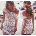 thumbnail image 1 of Robe de Plage Florale en Crochet Ajouré pour Femmes, Courte Mini Couverture de Bikini, 1 of 4