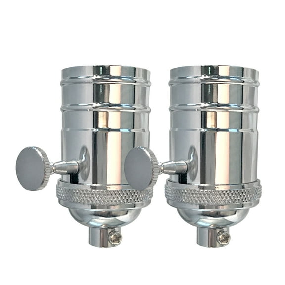 Royal Designs, Inc. Full Range 3 Way Vintage Turn Knob Dimmer Lamp Socket, Polished Nickel, Set of 2