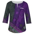 thumbnail image 5 of ADSSDQ 3/4 Sleeve Cute Plus Size Tops For Women With Pocket Soft Comfy Western Geometric Shirts Summer V Neck Womens Blouses Casual Elbow Length Tees Fall Gym Clothes Dark Purple 3XL, 5 of 5
