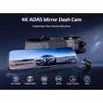 thumbnail image 5 of PELSEE 12" 4K Mirror Dash Cam with Backup Camera, 5.8GHz WiFi Rear View Mirror Camera w/ADAS and BSD, 4K Front and 1080P Rear, Free 32GB Card, Voice Control, GPS, Color Night Vision, 5 of 7