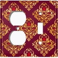 thumbnail image 4 of Metal Light Switch Plate Cover Elegant Burgundy Diamond Rose Gate Damask DAM077, 4 of 13