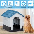 thumbnail image 6 of IVV 31.5" Large Plastic Dog House, Outdoor Indoor Doghouse Puppy Shelter, Water Resistant Easy Assembly Sturdy Dog Kennel with Air Vents and Elevated Floor (31.5"L x 26.5"W x 31"H, Blue), 6 of 8