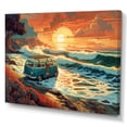 thumbnail image 2 of Designart "Green And Orange Retro Van On The Coastline II" Retro Car Canvas Art Print, 2 of 5