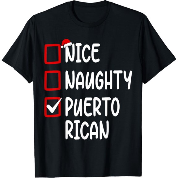 Christmas Checklist Nice Naughty Puerto Rican Boy Girl Kids T-Shirt