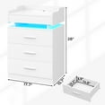 thumbnail image 4 of Nightstand with Charging Station and LED Lights,Night Stand with 3 Drawers and Shelf, Modern Bedside Table End Table Side Table with Storage,White, 4 of 9