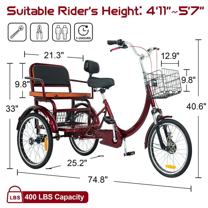 Linor Adult Tricycle with Rear Seats, 20