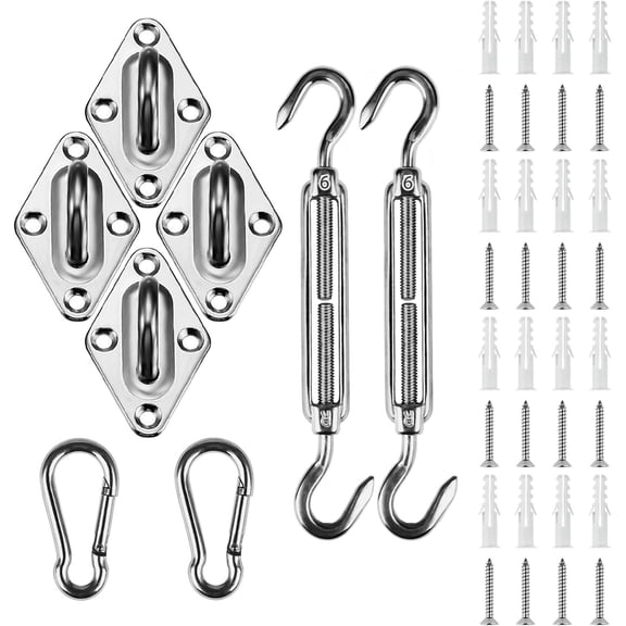 Shade Sail Hardware Kit for Rectangle & Square Sun Shade Sail Installation,6 Inch 304 Grade Stainless Steel Hardware for Garden Outdoors,40Pcs B