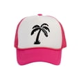 thumbnail image 1 of Men's Palm Tree Cap Snapback Trucker Hat, White/Hot Pink, 1 of 2