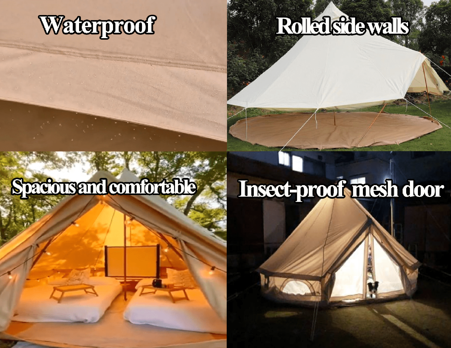 DANCHEL OUTDOOR 16.4ft=5M Cotton Canvas Waterproof Bell Tent with