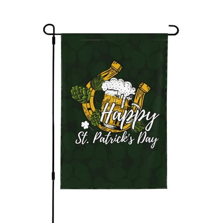 St. Patrick's Day Clover Dark Green Day Garden Decor Flags, Double-Sided Garden Flags for Patio Terrace, 12.5"x18"