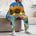 thumbnail image 7 of Hirioo Blue Sky Sunflower for Men's Pajama Sets 2 Piece Pjs Men's Long-Sleeved Pajama Set Button Down Sleepwear,S-XXL-Medium, 7 of 7