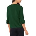 thumbnail image 3 of INSPIRE CHIC Satin Blouse for Women Dressy Casual Boat Neck 3/4 Sleeve Work Shirt XS Green, 3 of 6