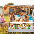 thumbnail image 3 of 4 ft Folding Ice Table, Party Cooler, Table with Drain, Party Table, Cooler Table, Fishing Cleaning Table, with Detachable Matching Skirt, 3 of 7