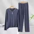 thumbnail image 2 of AherBiu Womens Loungewear Set Button Crewneck Long Sleeve Tops Matching Comfy Pjs Pants Homewear Set Sleepwear, 2 of 3