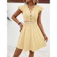thumbnail image 3 of EASYBRAUS Women Summer V Neck Lace Floral Dress Sleeveless Ruffle Casual Midi Dress, 3 of 5