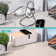 thumbnail image 4 of Cable Management Box with Bamboo Lid, White Cable Box Small Cord Hider Box Cord Organizer Box to Conceal Surge Protector, Desk/TV/Computer Wires, Power Strip Box Cord Management Box for Tidy Space, 4 of 10
