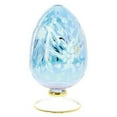 thumbnail image 2 of Blue Egyptian Blown Glass Decorative Egg with Frosted Etched Floral Design, 2 of 3