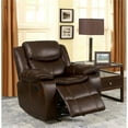 thumbnail image 2 of Furniture of America Calvin Faux Leather Upholstered Recliner in Brown, 2 of 6