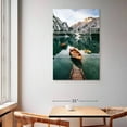 thumbnail image 2 of Elephant Stock Braies Lake Boats Wall Art - Vertical Multi Panel Canvas - Hallway Wall Decor - Transportation Multi Panel - Beige And Orange Decor - 42" x 65", 2 of 8