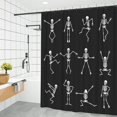 thumbnail image 3 of Skeleton Skull Shower Curtain Funny Dance Halloween Dancing Cartoon Fun Joints Party Vintage Shower Curtain Sets with 12 Hooks, Eco-Friendly, No Odor Rust Proof Grommets, Black, 3 of 6