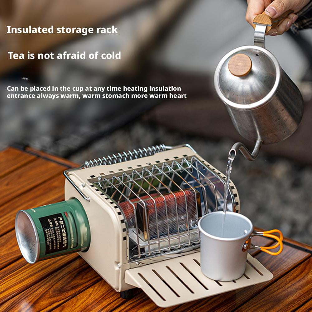 Portable Heater Camping Stove, Adjustable Temperature Outdoor Camping Heating Cooking Stove with Insulated Shelf & Handle, 3 in 1 Hands Warmer Equipment for Tent, Fishing, Hiking