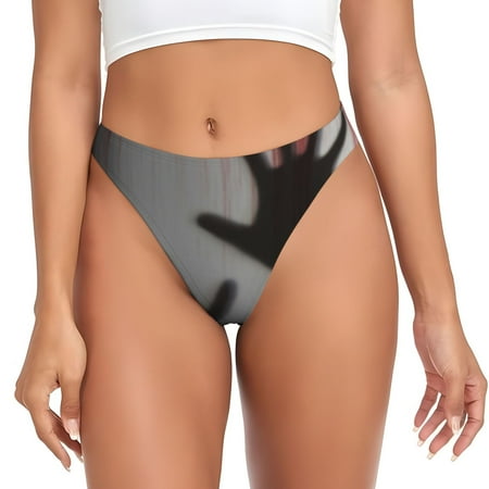 Zeuib Bloody Hand Behind Print Seamless Women Underwear Thongs High Waisted No Show Ladies Panties Breathable Comfortable Brief Hi Rise Undies-X-Small