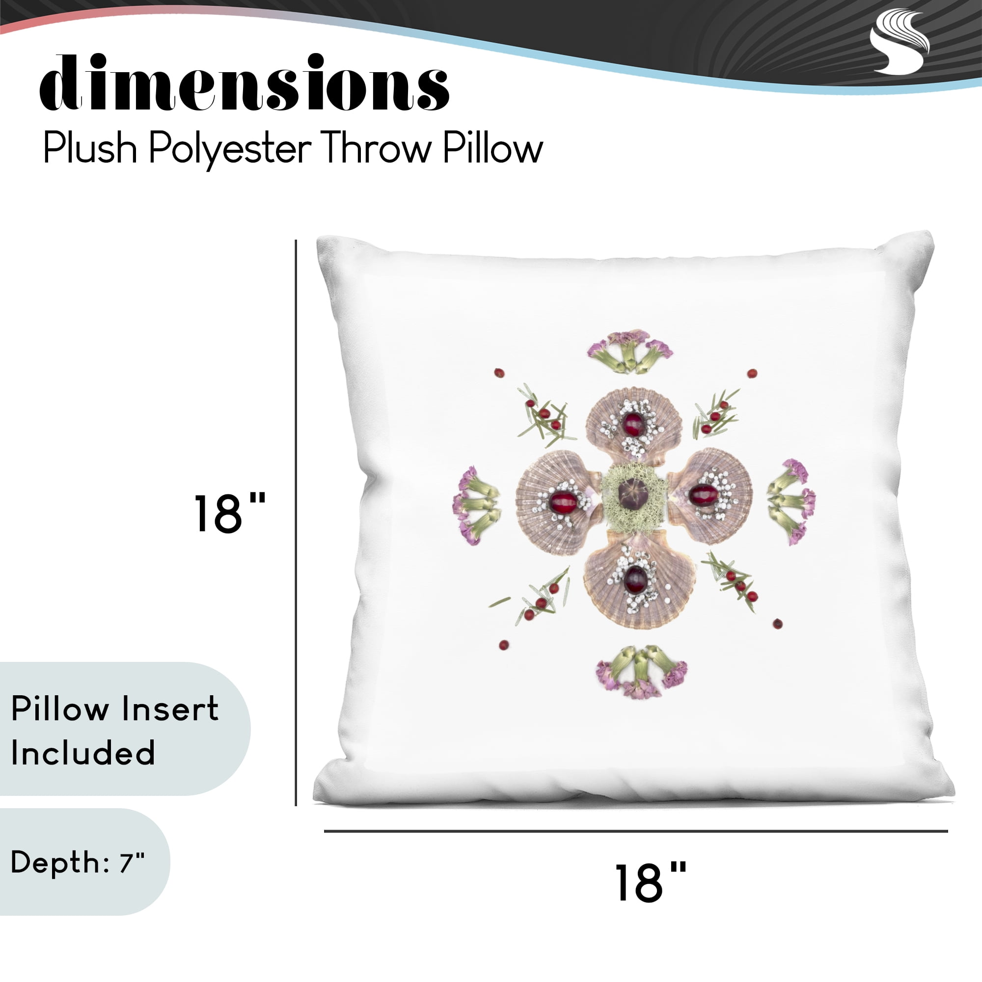 Stupell Industries Clam Shells & Botanicals Pattern Decorative Printed Throw Pillow, design by Beth Adoette, 18 x 7 x 18