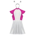 thumbnail image 6 of TiaoBug Womens Space Alien Cosplay Costume Outer Space Cutie Metallic Cap Slevee Dress with Hairhoop Hot Pink XXL, 6 of 7