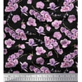 thumbnail image 1 of Soimoi Black Cotton Duck Fabric Saucer Magnolia Floral Print Sewing Fabric Yard 42 Inch Wide, 1 of 3