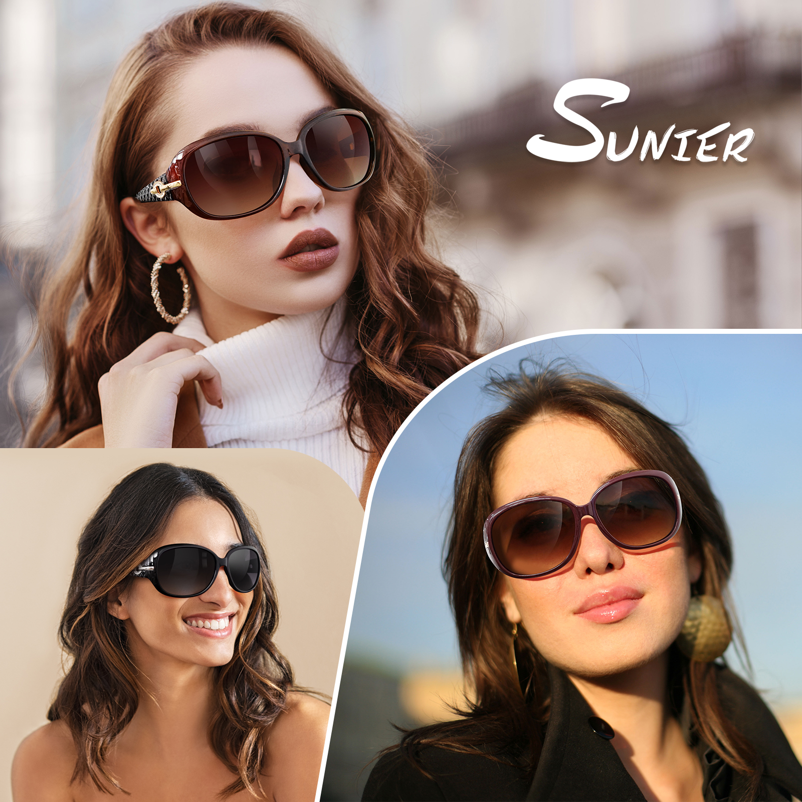 Sunier Women's Oversized Butterfly Sunglasses, Crystal, 2-Pack photo 4