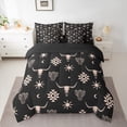 thumbnail image 2 of Feelyou Western Aztec Adult Bedding Comforter Set 7 Pieces, Tribal Sheep Skeleton Full Bedding Set, Black Brown Abstract Triangle Reversible Fitted Sheet Flat Sheet, Super Cozy Room Decor, 2 of 7
