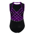 thumbnail image 3 of Sholeno Kids Girls Sparkly Gymnastics Leotard Sleeveless Crisscross Back Ballet Dance Bodysuit Shiny Activewear Purple 10, 3 of 6