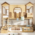 thumbnail image 3 of Harper & Bright Designs Full over Full Bunk Bed with Storage Drawers and Bookshelf, House Bunk Bed Frame with Roof and Windows, Solid Wood Bunk Bed with Playhouse Design, Natural, 3 of 14