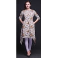 thumbnail image 2 of Bimba Kurti Asymétrique Violet à Imprimé Floral de Lys Oriental et de Roses pour Femmes, Robe d'Été Indienne Tunique Grande, 2 of 6