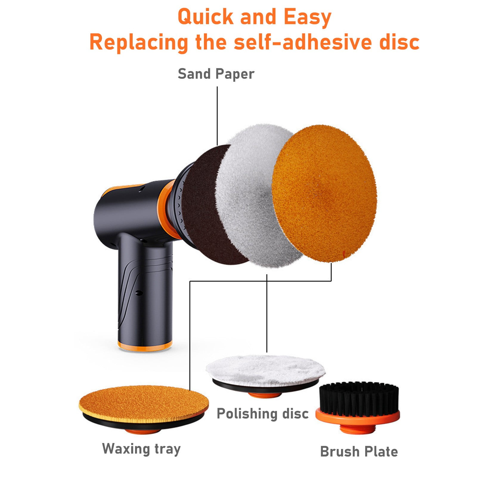 Cordless Car Polisher Tool Set - Drill-Attach Variable Speed Polisher with 2000mAh Battery & Polishing Pads, Portable Car Detailing Kit for Paint Polishing