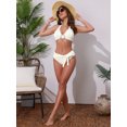 thumbnail image 5 of DARING DIVA Women's 2 Piece O Ring Seashell Ribbed Bikini Sets S Cream, 5 of 6