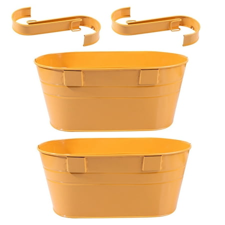 

2pcs Detachable Hook Flower Container Double Hook Oval Bucket Iron Bucket