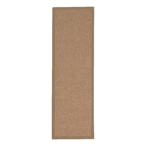 Linon Empire Machine Tufted Wool 2'6"x12' Rug in Cork Brown and Beige