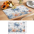 thumbnail image 6 of Crab Coastal Placemats Set of 8 Summer Beach Coral Starfish Grey Wooden Place Mats Indoor Wipeable Table Mats Washable Cloth Dining Table Placemats for Kitchen Holiday Party Home Decor 13x19 Inch, 6 of 9