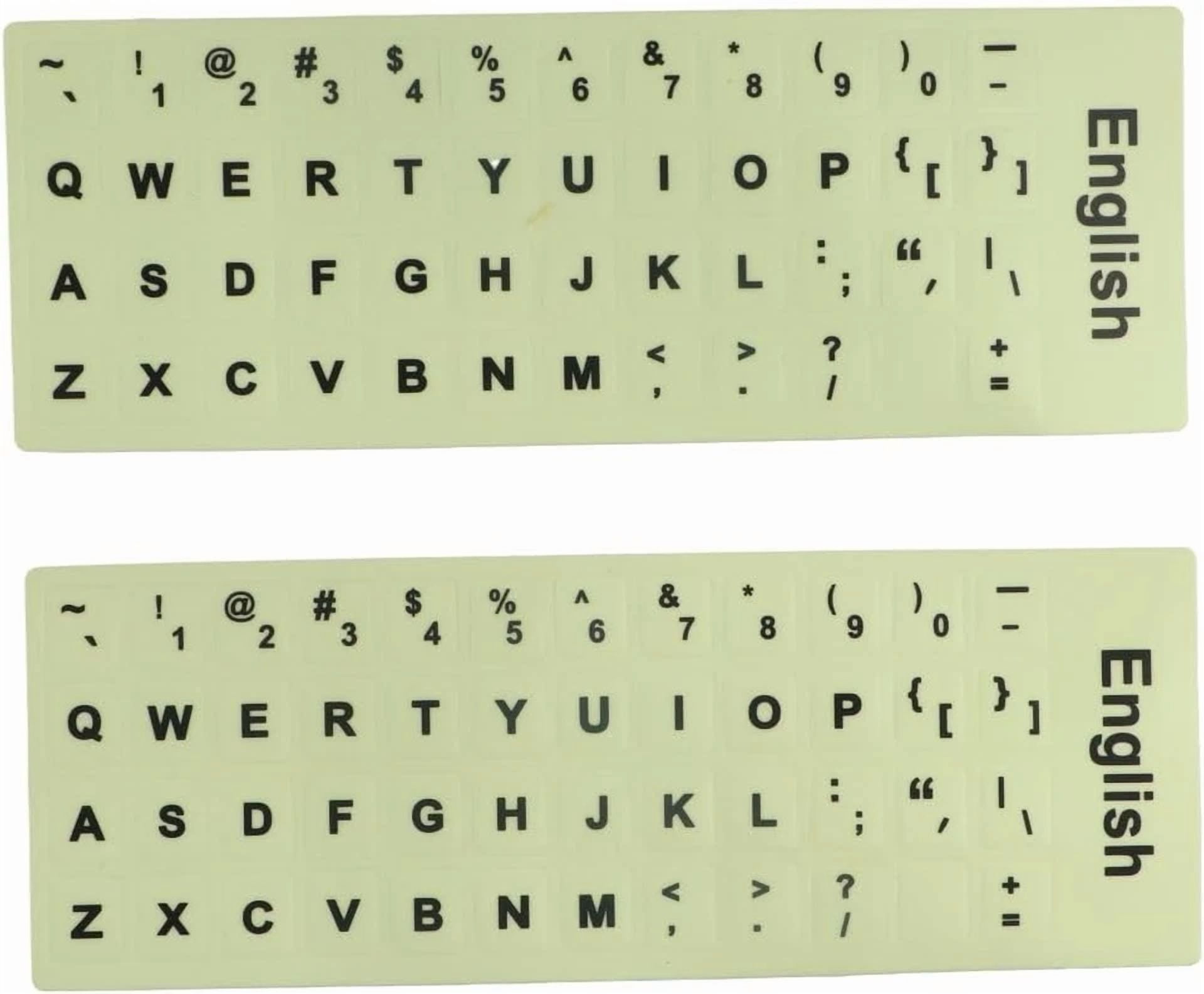 CRESTIN- 2 Pcs Universal English Keyboard Stickers, Glow In The Dark English Letter Ke...